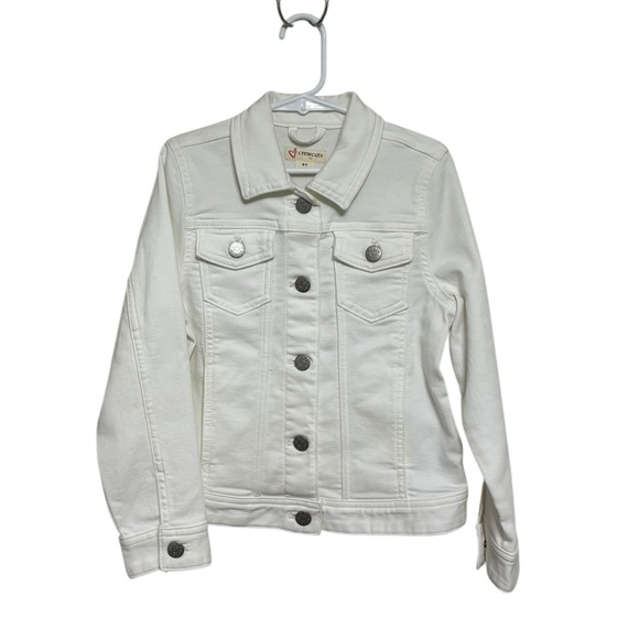 NWT J. Crew Factory Crewcuts Girls' White Jean Jacket - Size 6-7 - Picture 2 of 7